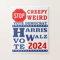 Stop Creepy Weird Vote Harris Walz 2024 Jigsaw Puzzle