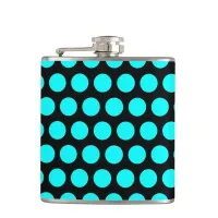 Aqua Polka Dots Hip Flask