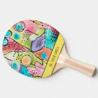 Fun Colorful Abstract Colorblock Artsy Family Name Ping Pong Paddle