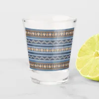 Southwest Style Blue and Brown Geometric Pattern Shot Glass