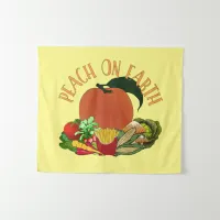 Peach on Earth Funny Christmas Pun Tapestry