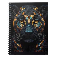 Mosaic Stained Glassed Black Panther Portrait  Notebook