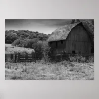 Black and White Rustic Barn Poster