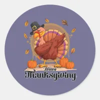 Happy Thanksgiving Typography Round Sticker