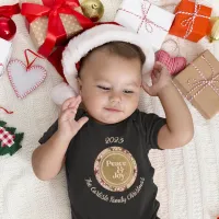 Peace & Joy Pink Gold Family Name Christmas Baby Bodysuit