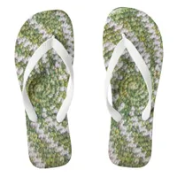 Flip Flops - White Spiral on Green