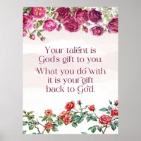 Gods Gift Is Your Talent Red Purple Rose Ratio 3:4 Poster