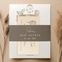 Elegant Rustic Botanical Boho Baby Shower Invitation Belly Band