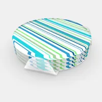 Aqua Blue Green Beach Color Stripes Coaster Set