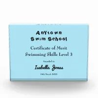 Swimming Success Blue Personalized Trophy Acrylic Award