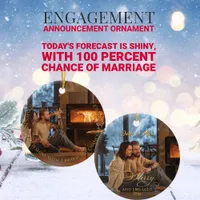 Merry & Engaged 2 Photo Engagement Announcement Ceramic Ornament