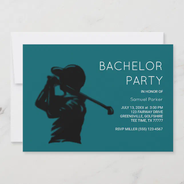 Black golfer Golfing Trip Bachelor Party minimal Invitation