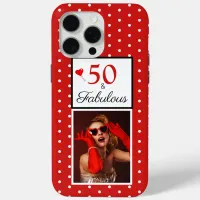 50 & Fabulous Photo Red & White 50th Birthday iPhone 15 Pro Max Case