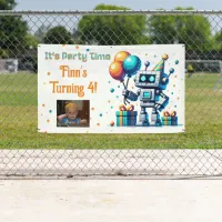 Pixel Art Robot Boy's Birthday Party Banner