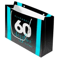 Modern Girly Ice Blue 60 and Sizzling Large Gift Bag