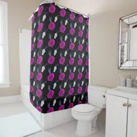 Beautiful Plants in Purple Pots Black Background Shower Curtain