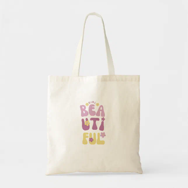 Beautiful Girl Purple And Yellow Cute Daisy Flower Tote Bag