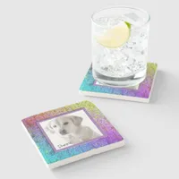 [Rainbow Floral Frame] Abstract Stone Coaster