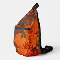 Majestic Horse in Asian Floral Tapestry Sling Bag