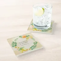 Rustic Lemon Citrus Boho Summer Wedding Glass Coaster