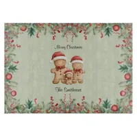 Cute Gingerbread Cookie Family Christmas Cutting Board