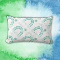 Simple Green Rainbow Boho on White | Lumbar Pillow