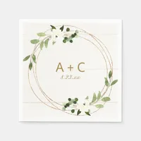 Wedding Bridal Shower Geometric Faux Foil Greenery Napkins