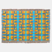 Minimalism Abstract Aqua and Bright Orange Throw Blanket