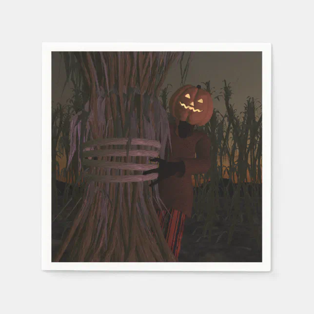 Spooky Pumpkin Head Scarecrow Napkins