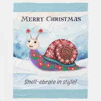 Snail Pun Humorous Funny Merry Christmas Picture Fleece Blanket