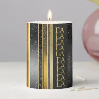 Black Gold Christmas Fa La La Pattern#27 ID1009 Pillar Candle