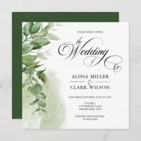 Modern Eucalyptus Greenery Gold Wedding Invitation