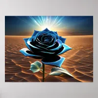 Blue Metallic Desert Rose Poster