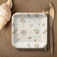 Shells Starfish Sun Fun Text Sandstone ID918  Paper Plates