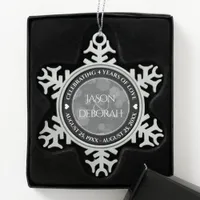 Elegant 4th Linen Wedding Anniversary Celebration Snowflake Pewter Christmas Ornament