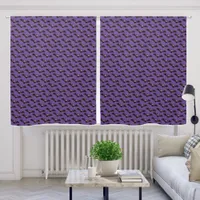 Halloween Black Bats Pattern Purple Background Blackout Curtains