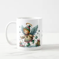 Whimsical Christmas Angel on Ice Skates Coffee Mug