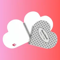 Elegant Abstract pattern Black & White Heart-shape Notebook