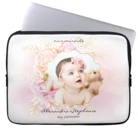 Shabby Chic Retro Baby Girl First Brithday Photo Laptop Sleeve