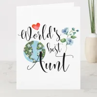 World's Best Aunt Sentimental Watercolor Flowers Card