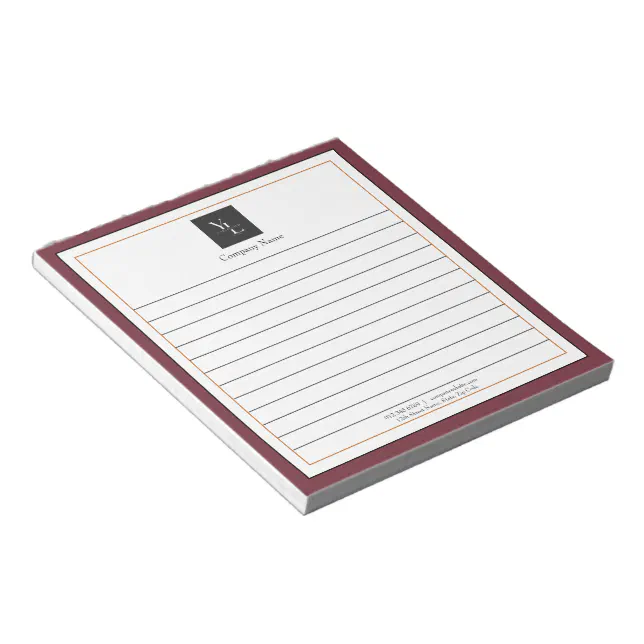 Modern Red White Gold with Business Logo Notepad