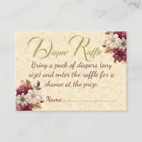 Gold Ivory Maroon Floral Baby Shower Enclosure Card