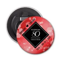 Elegant 80th Ruby Wedding Anniversary Celebration Bottle Opener