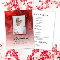 Red Carnation Floral Funeral Service Program