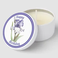 Blue Bearded Iris Botanical Art Personalized  Mini Candle Favors