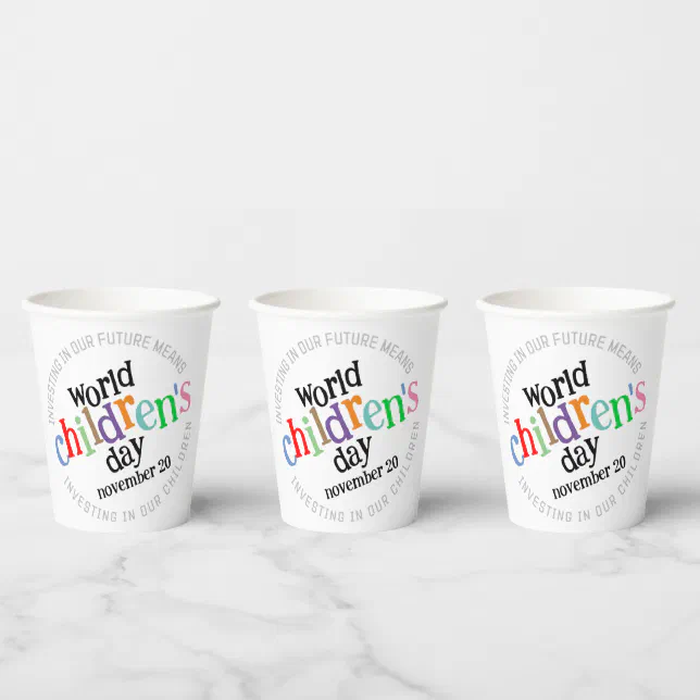 Colorful Happy World Children's Day Paper Cups