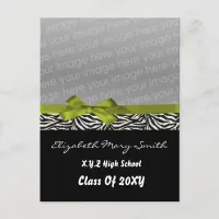 chic cute bow green photo Graduation Invitation