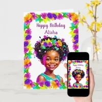 African-American Girls Birthday Personalized Card