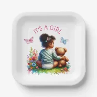 Baby Girl and her Teddy Bear | It's a Girl Paper Plates
