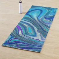 Elegant Aquamarine Paua Rainbow Shell Inspired Yoga Mat